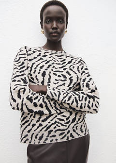 Animal-print knitted sweater — Medium Brown 1