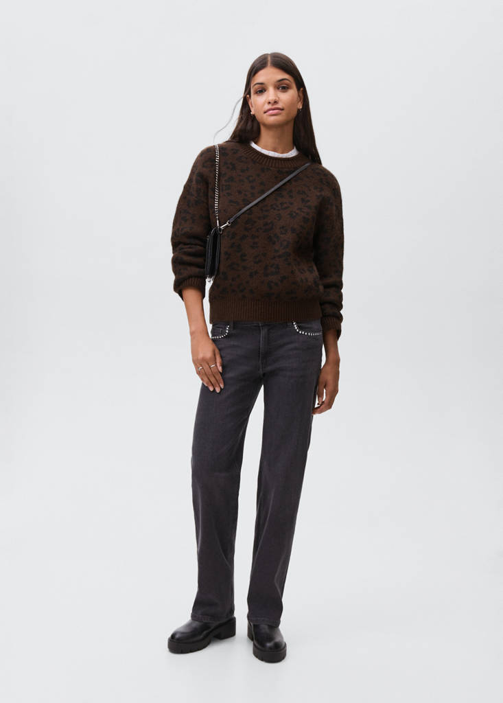 Leopard pattern sweater — Brown