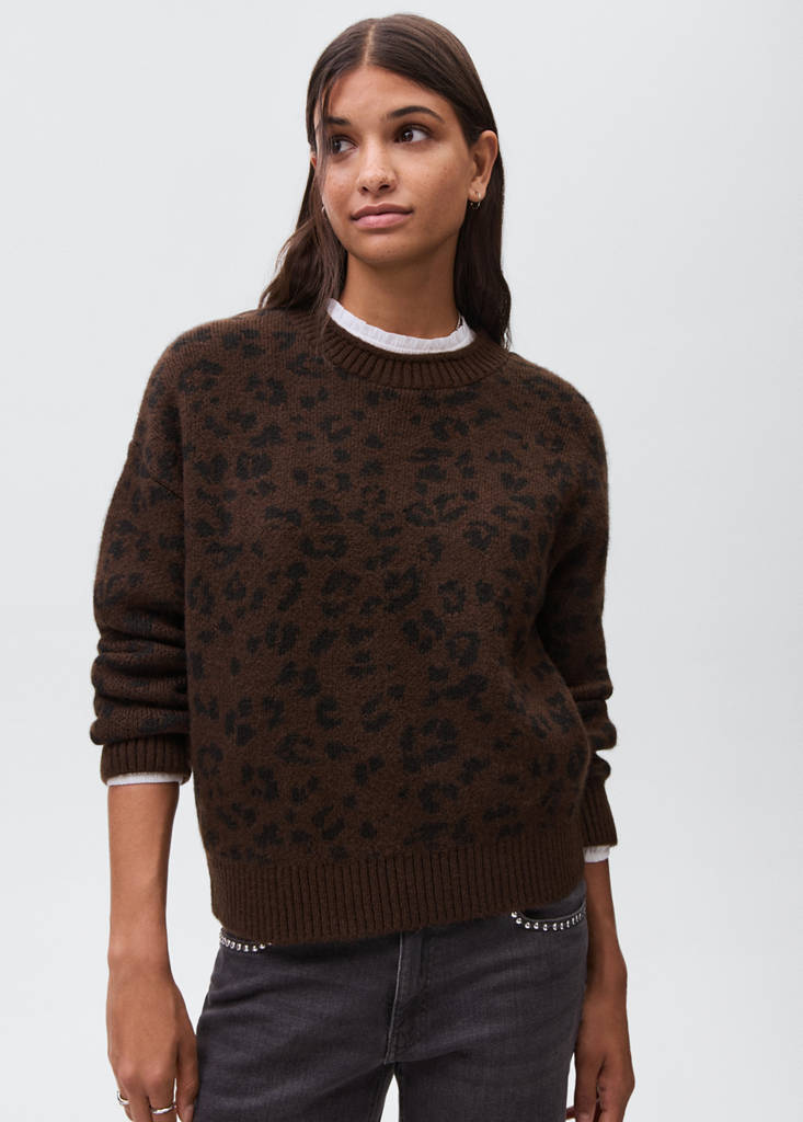 Leopard pattern sweater — Brown