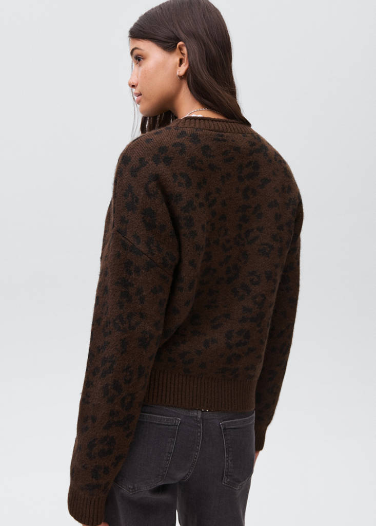 Leopard pattern sweater — Brown