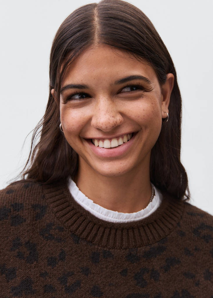 Leopard pattern sweater — Brown