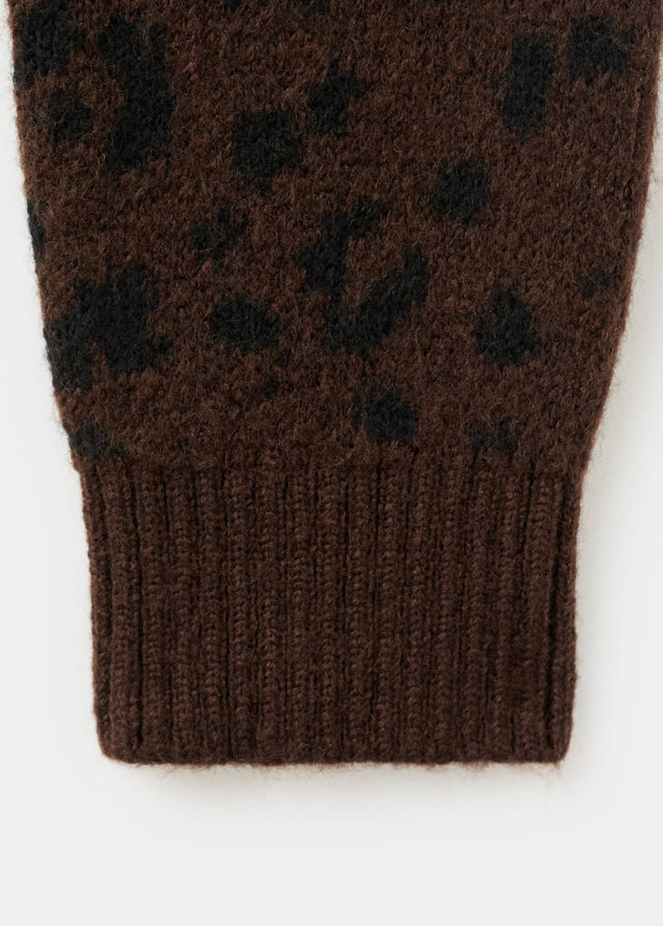 Leopard pattern sweater — Brown