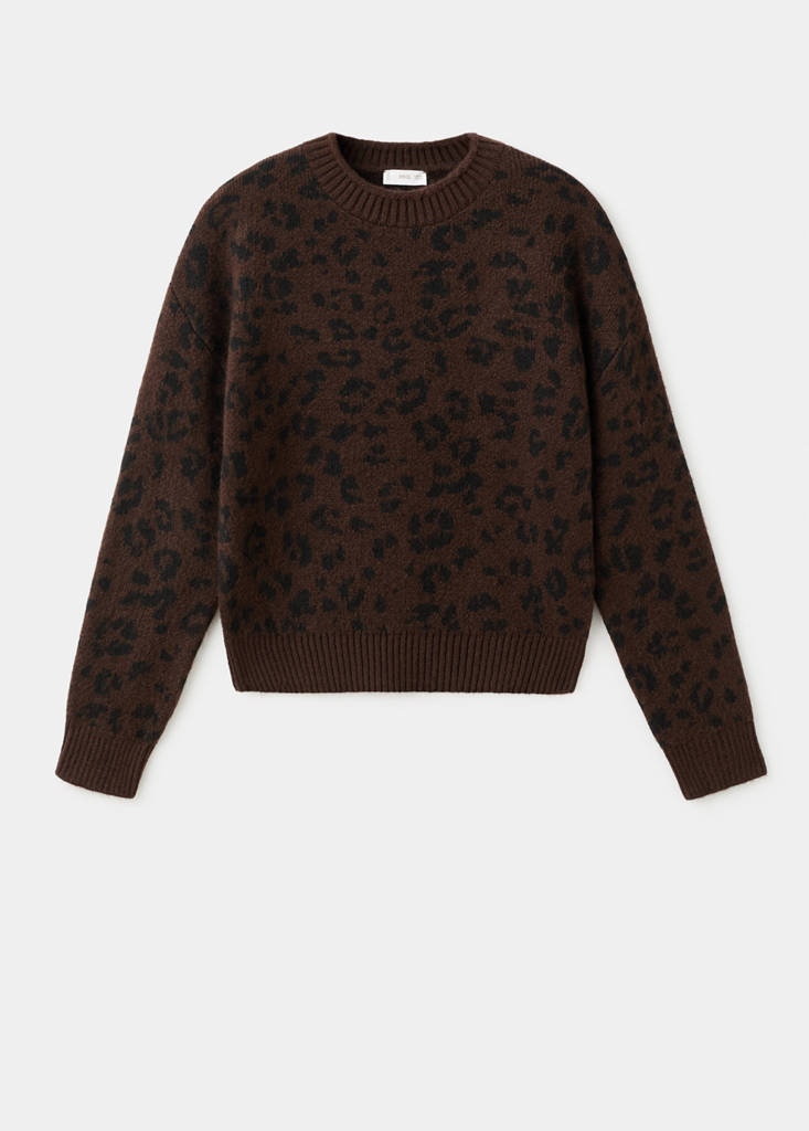 Leopard pattern sweater — Brown