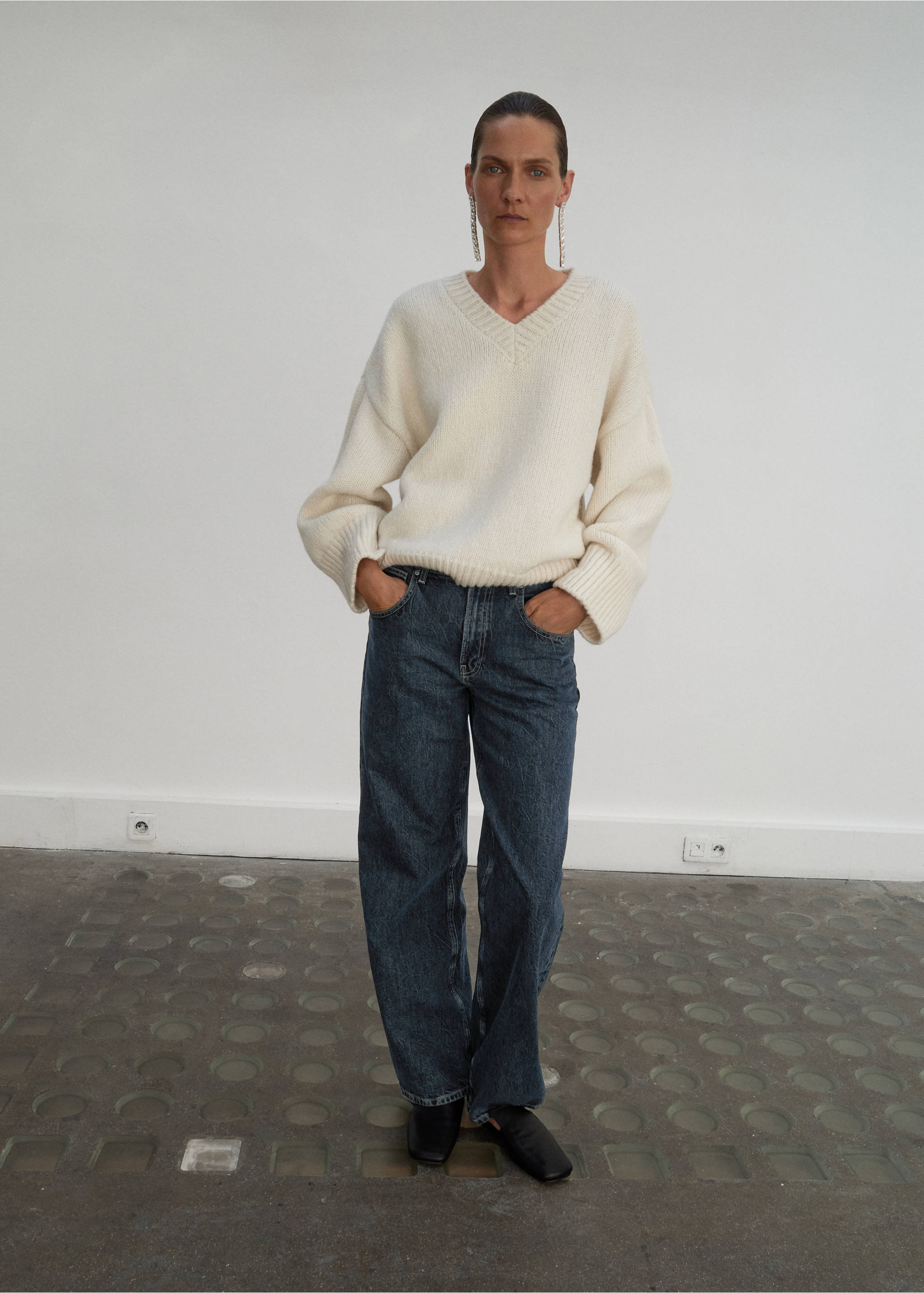 Jean droit taille normale - Plan général, Bleu foncé intense. Ref: 17016358-00.