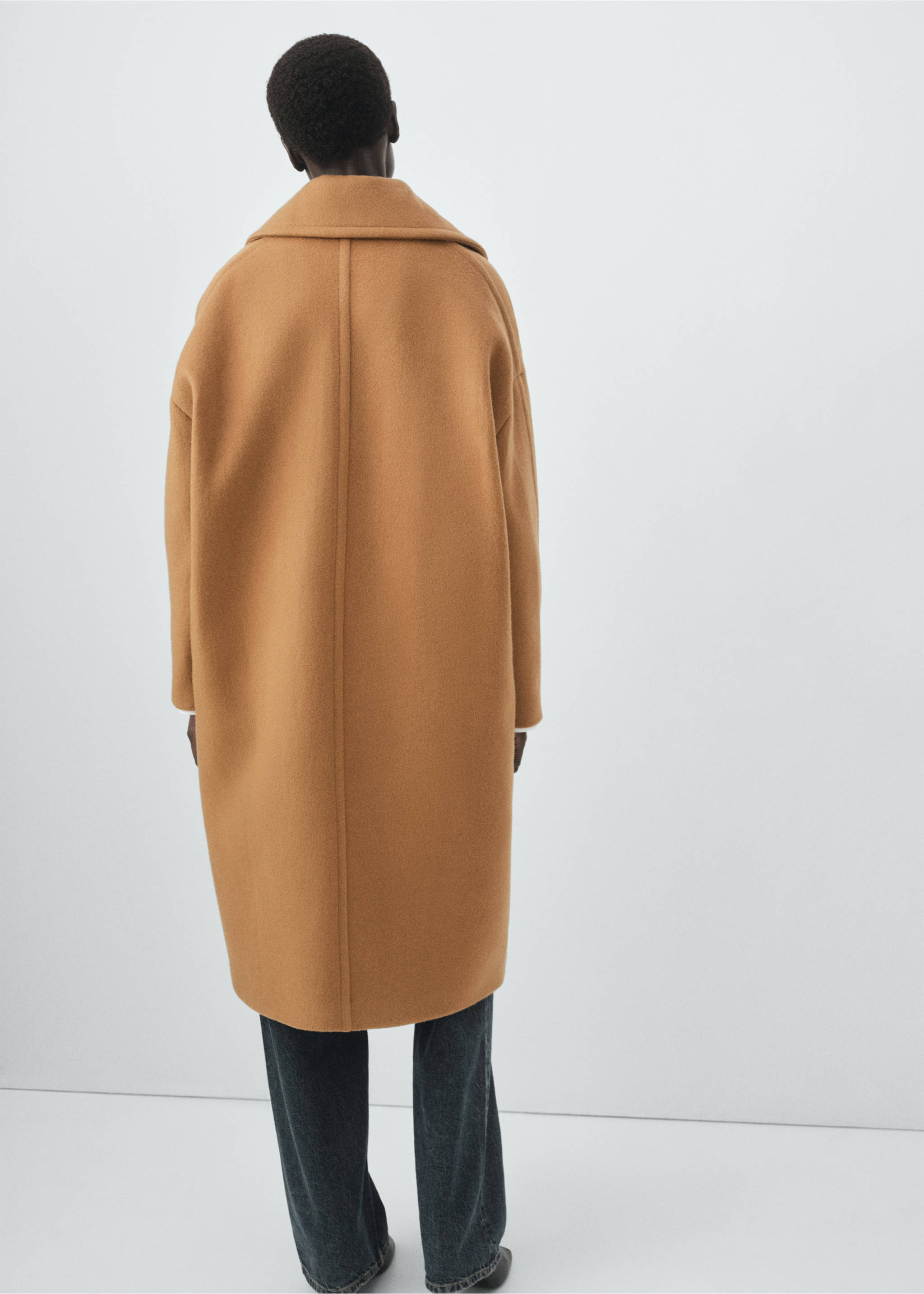 Manteco wool coat with lapels - Reverse of the article, Medium Brown. Ref: 17016360-00.