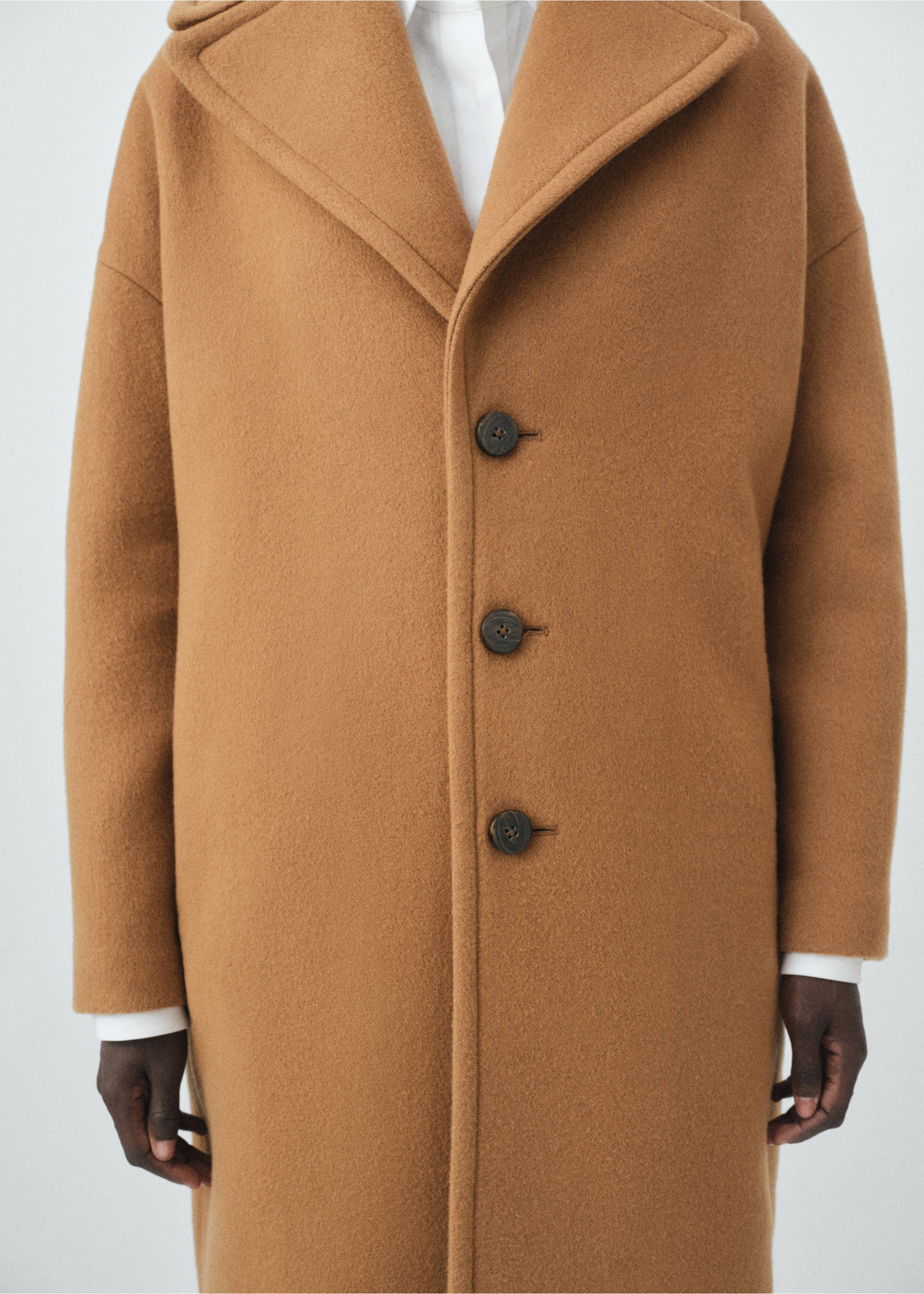 Manteco wool coat with lapels - Details of the article 1, Medium Brown. Ref: 17016360-00.