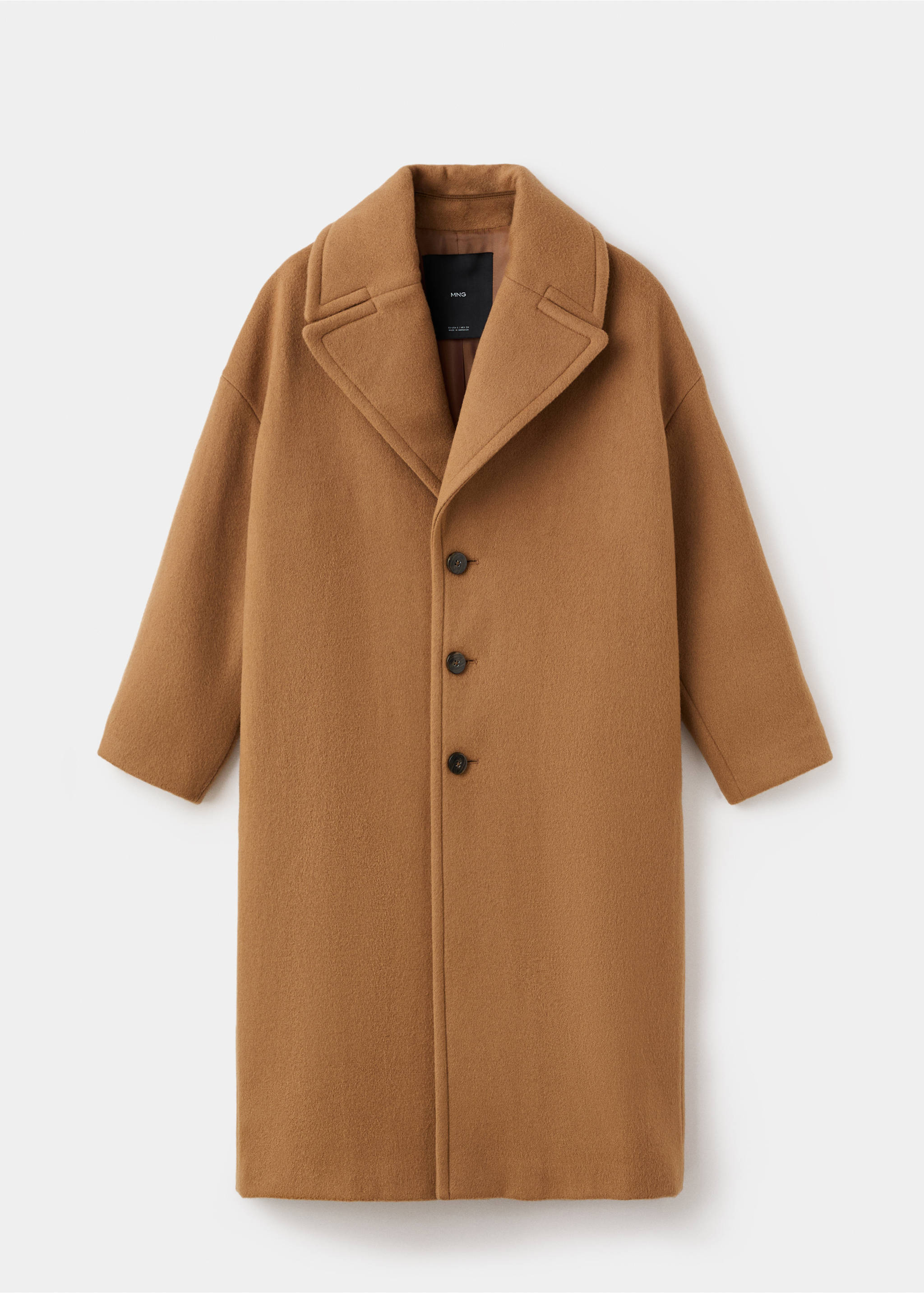 Manteco wool coat with lapels - Article without model, Medium Brown. Ref: 17016360-00.