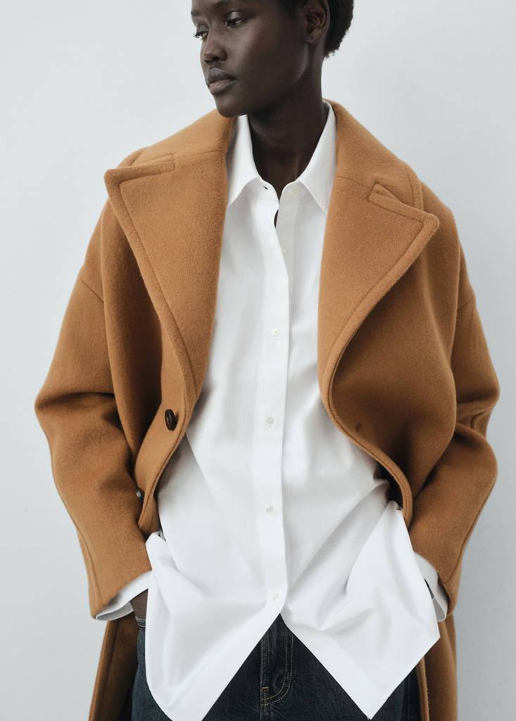 Manteco wool coat with lapels — Medium Brown
