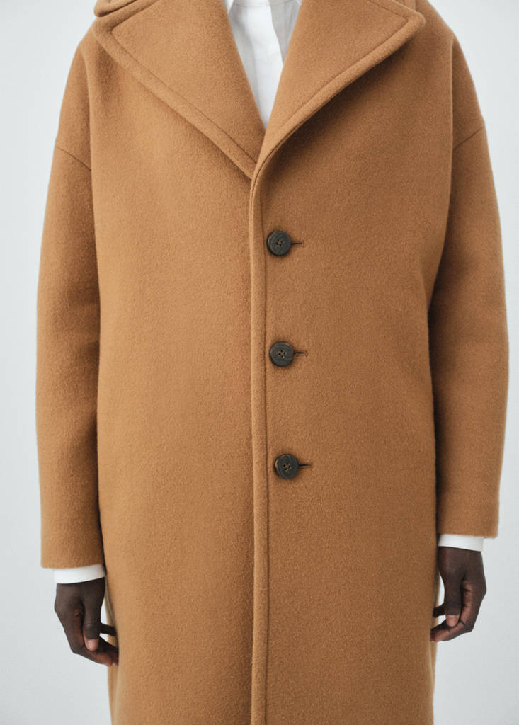 Manteco wool coat with lapels — Medium Brown