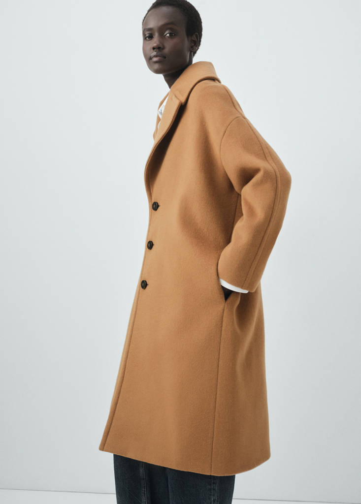 Manteco wool coat with lapels — Medium Brown