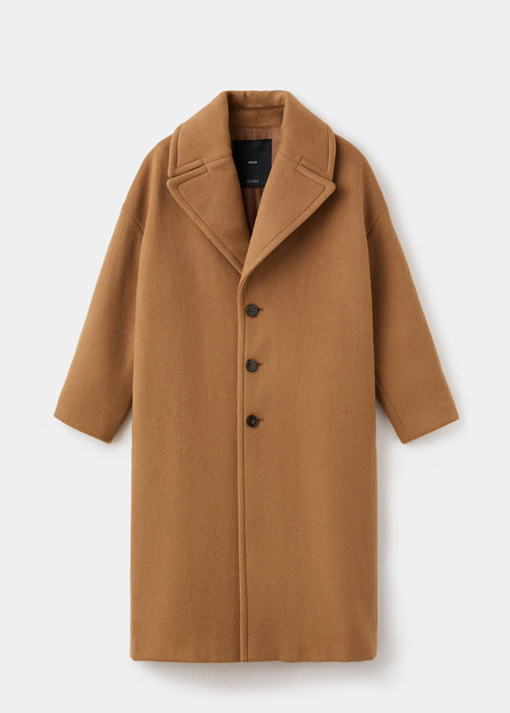 Manteco wool coat with lapels — Medium Brown