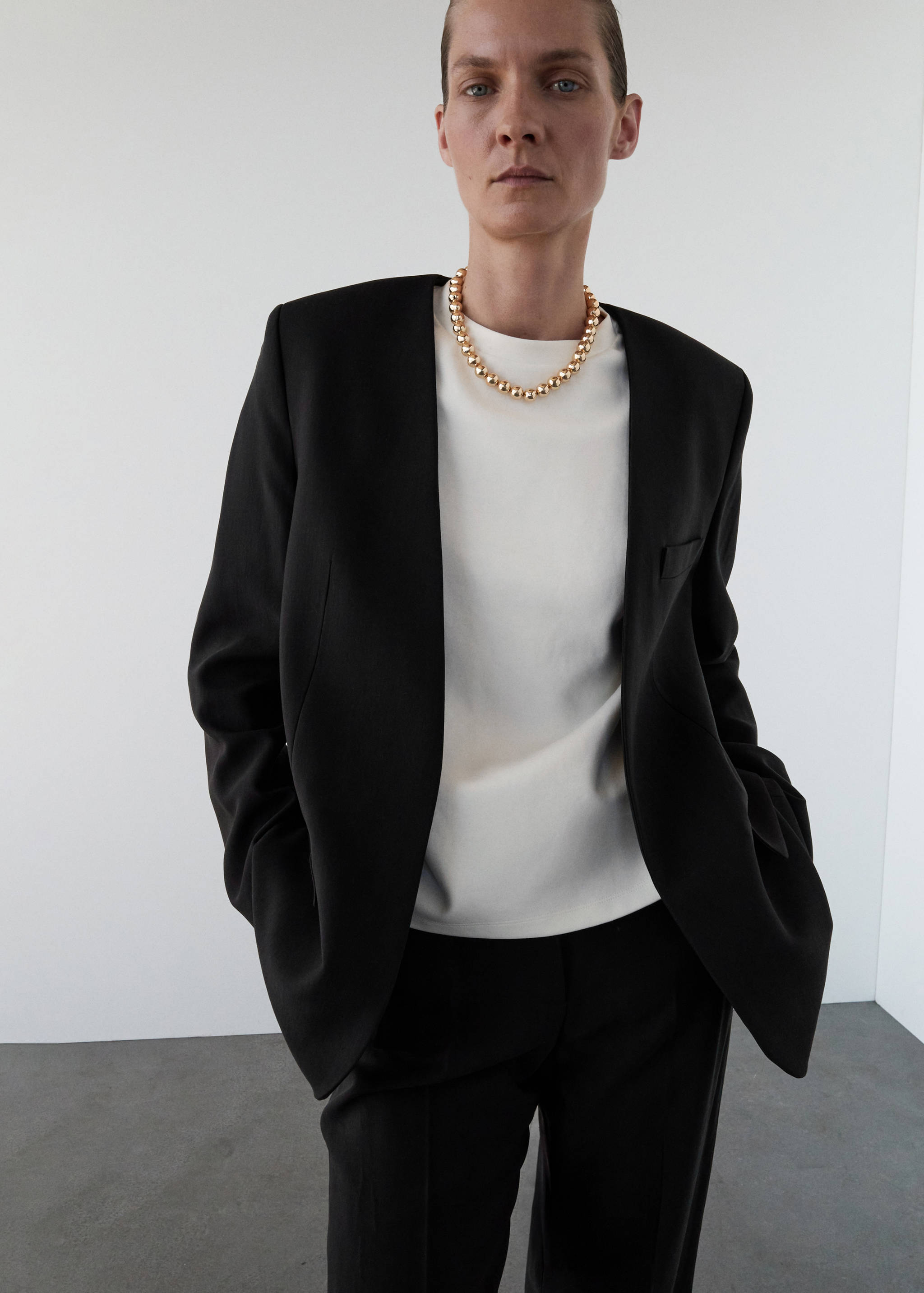 Straight-fit suit trousers - Medium plane