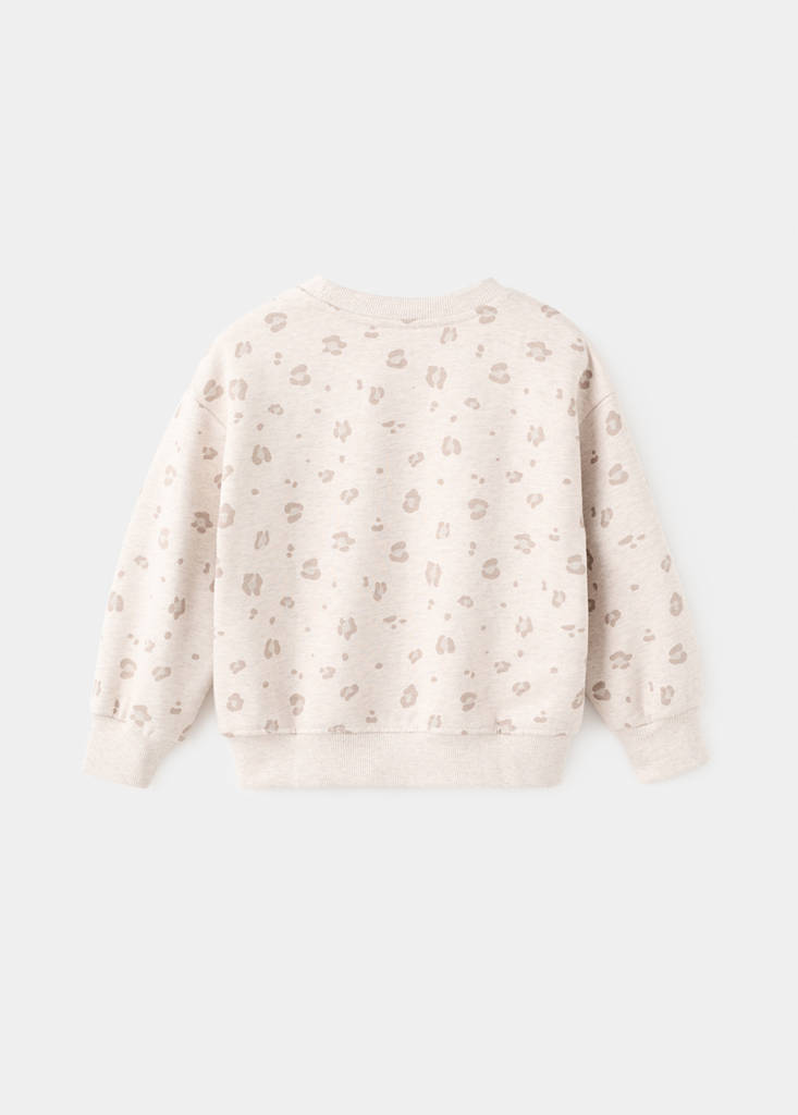 Leopard cotton sweatshirt — Sand