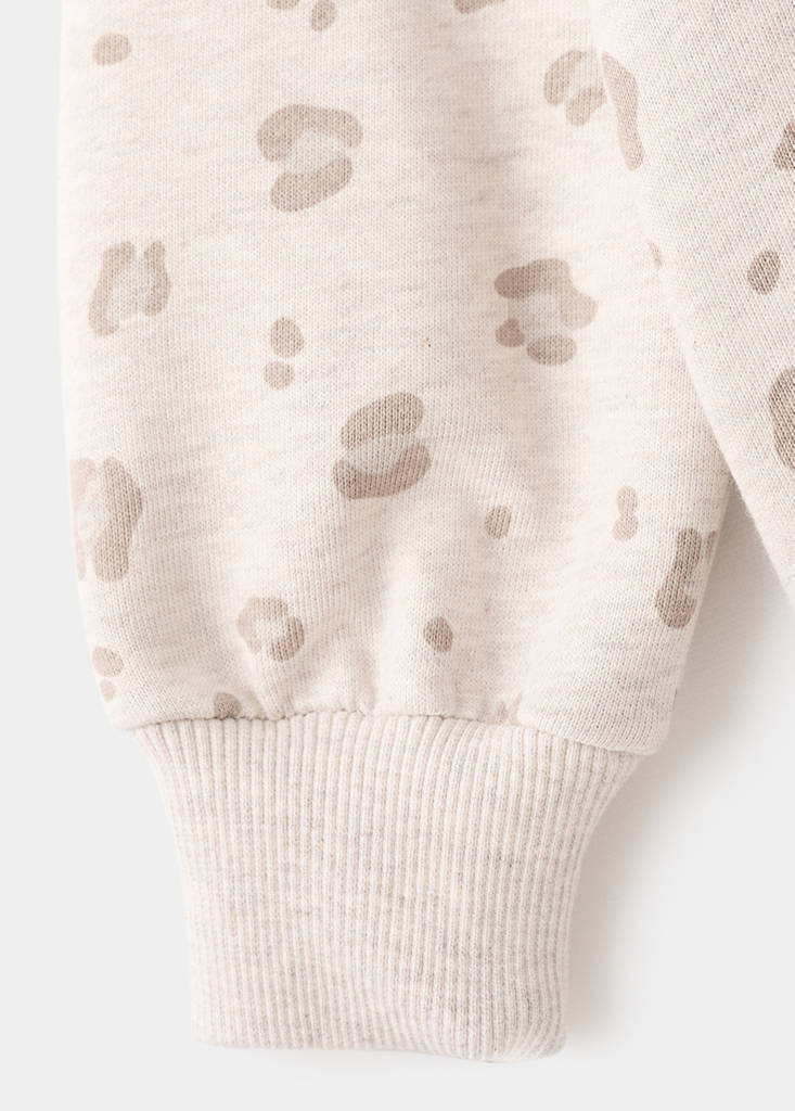 Leopard cotton sweatshirt — Sand