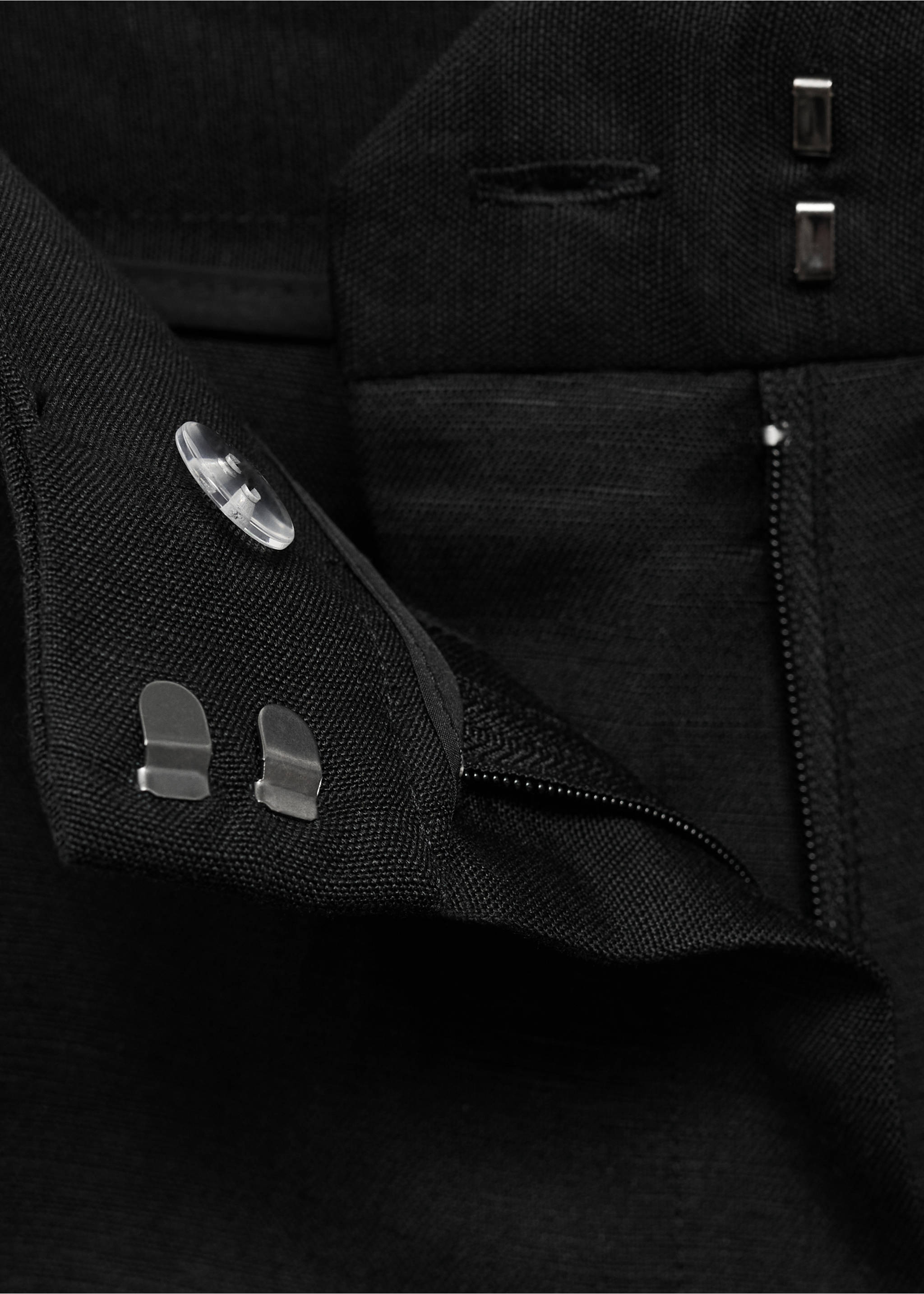 Pantalón traje recto lino - Detalle del artículo 0, Negro. Ref: 17016736-00.