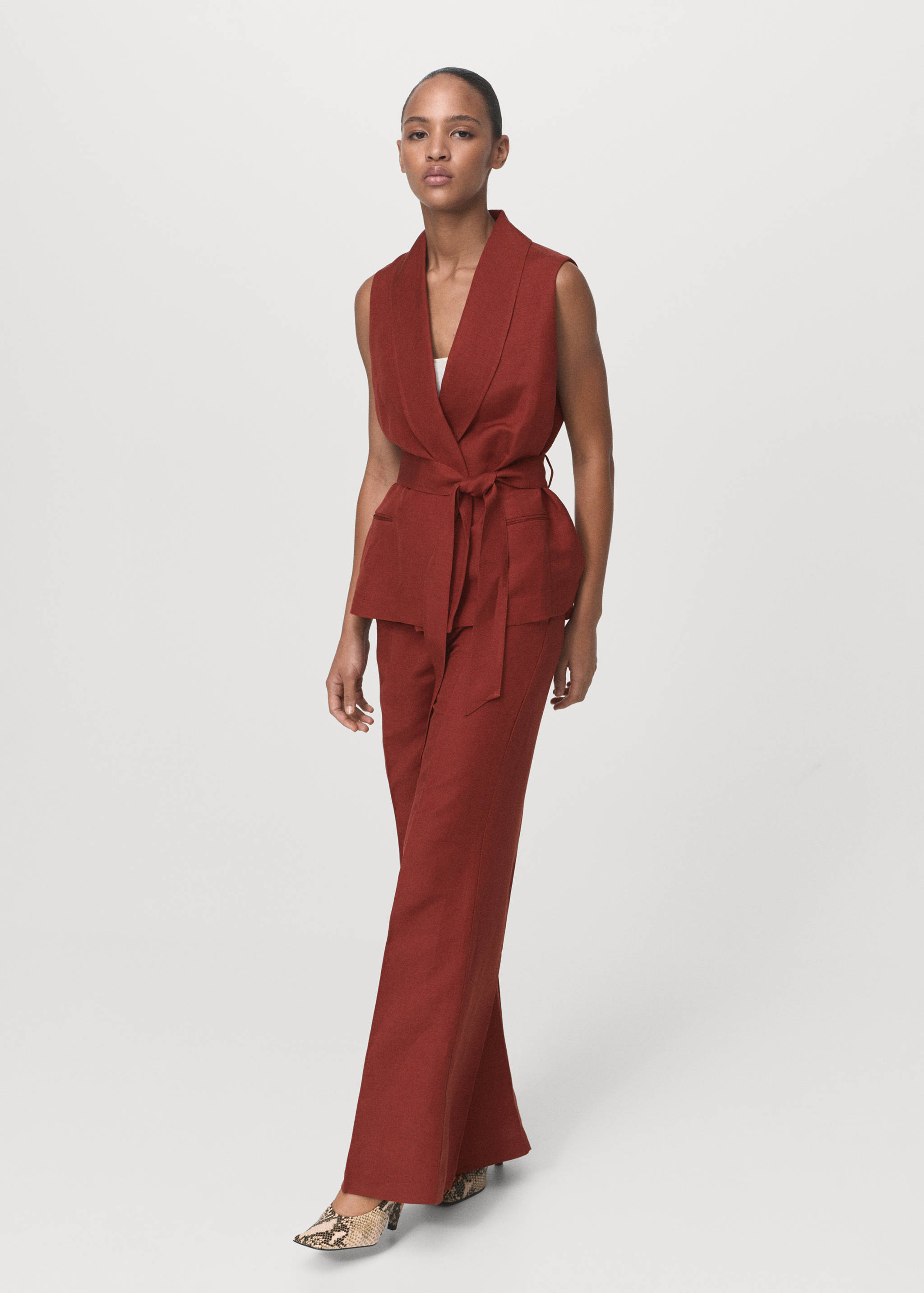 Straight-fit linen suit trousers - General plane