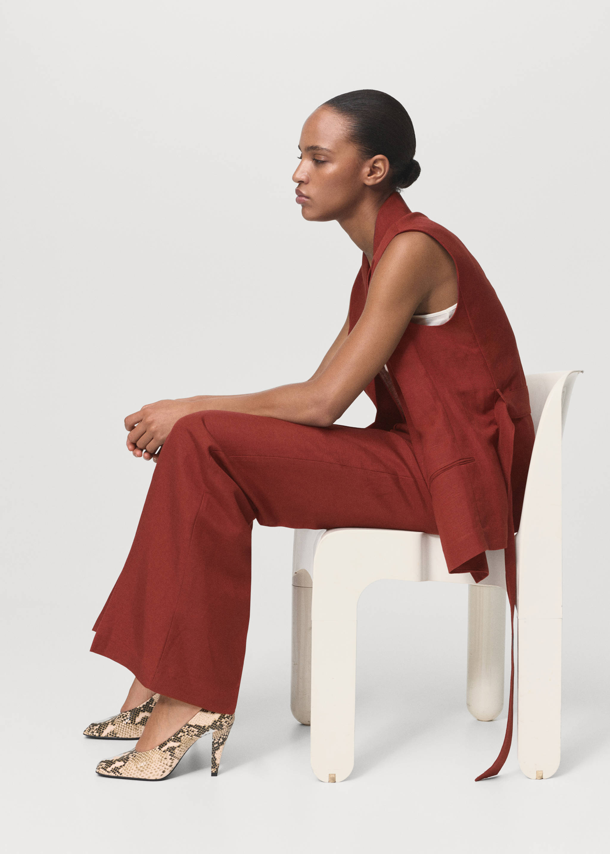 Straight-fit linen suit trousers - Details of the article 6