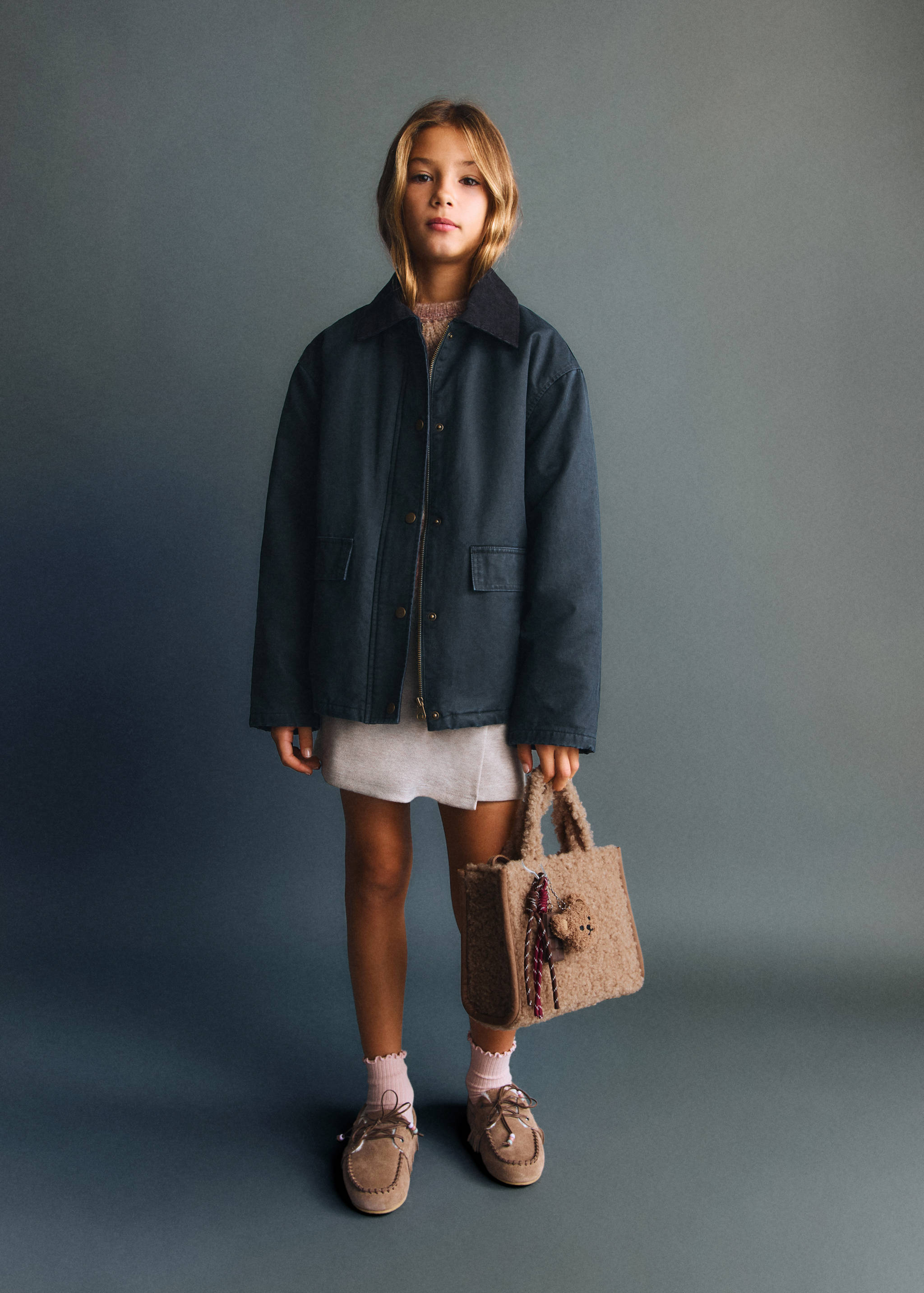 羊毛皮效果水桶包 - null