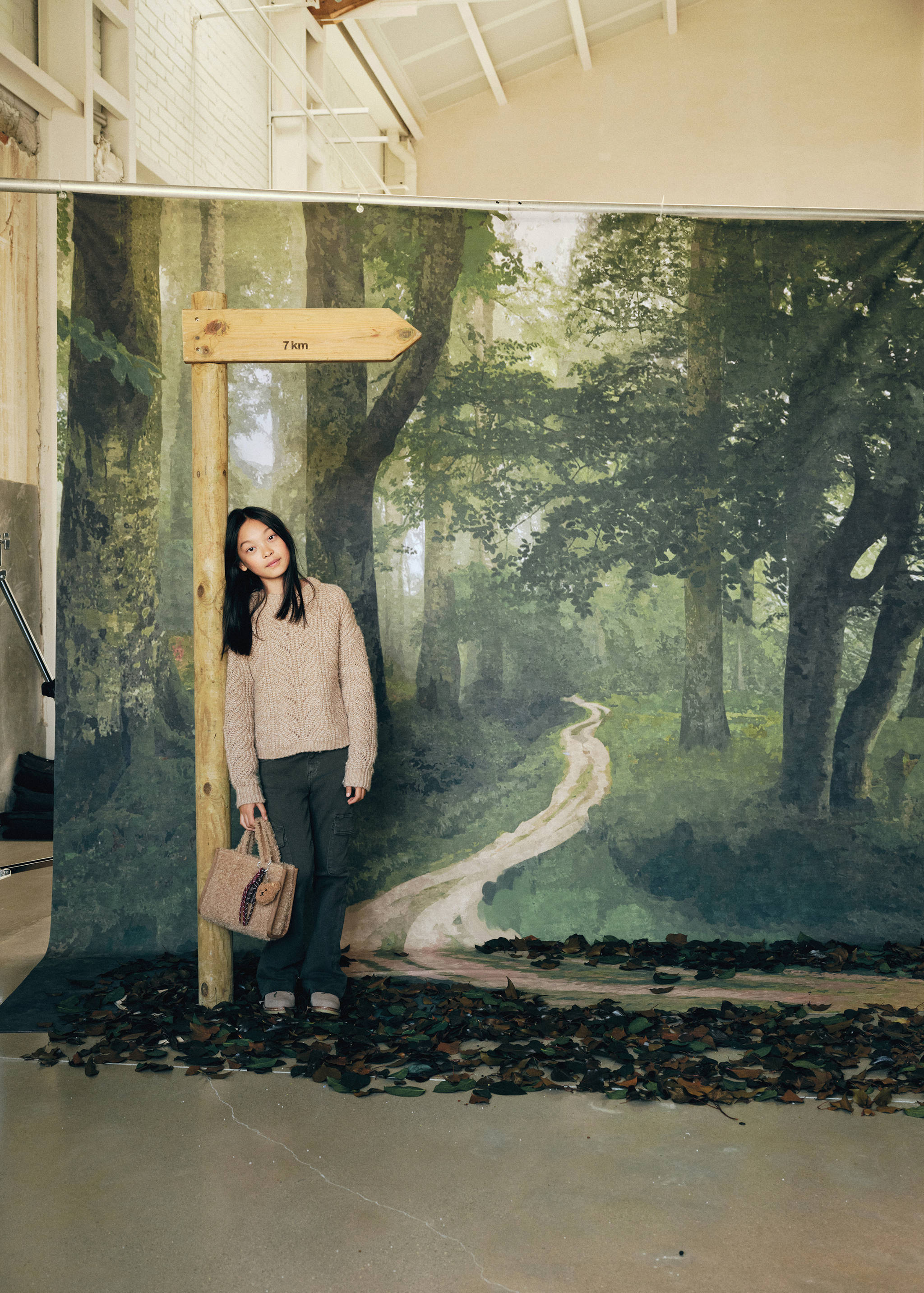 羊毛皮效果水桶包 - null