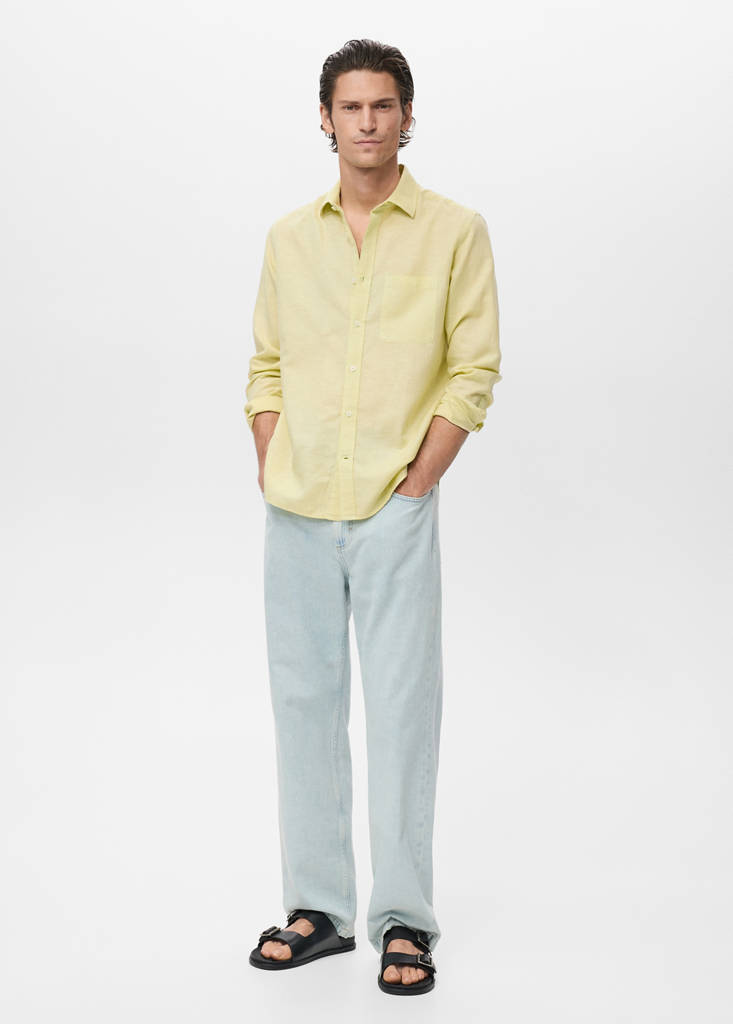 Pocket linen shirt — Neon Yellow