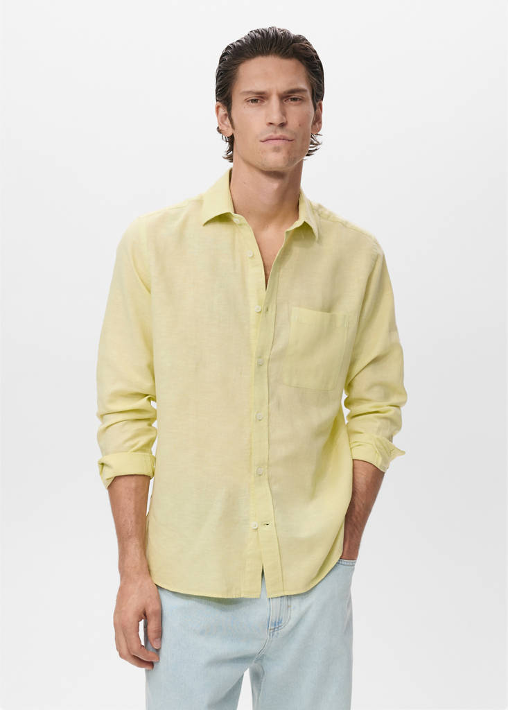 Pocket linen shirt — Neon Yellow