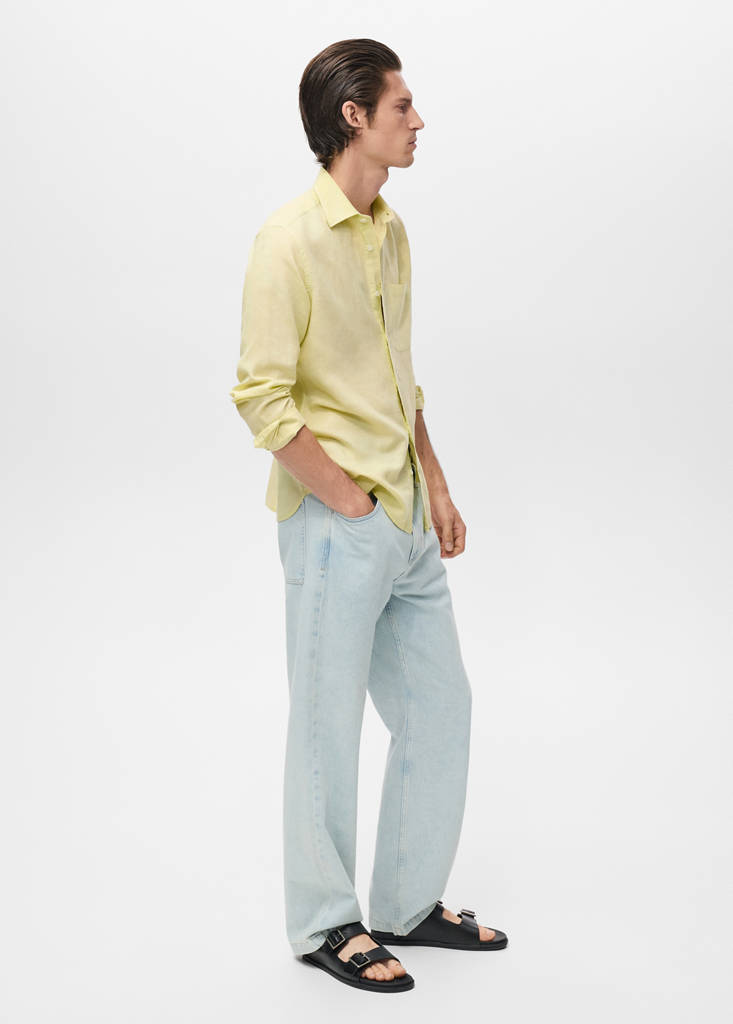 Pocket linen shirt — Neon Yellow