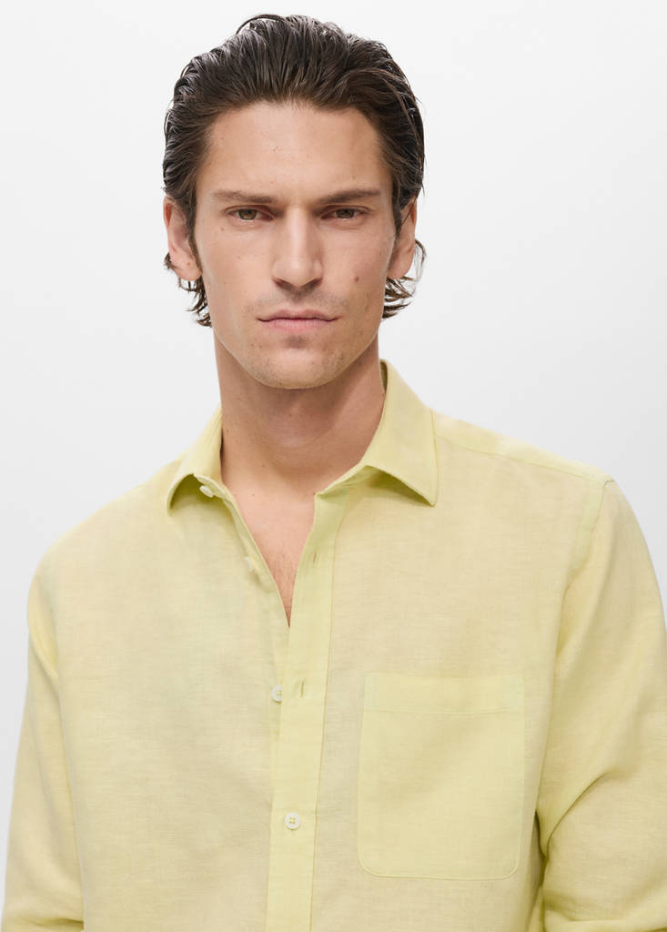 Pocket linen shirt — Neon Yellow