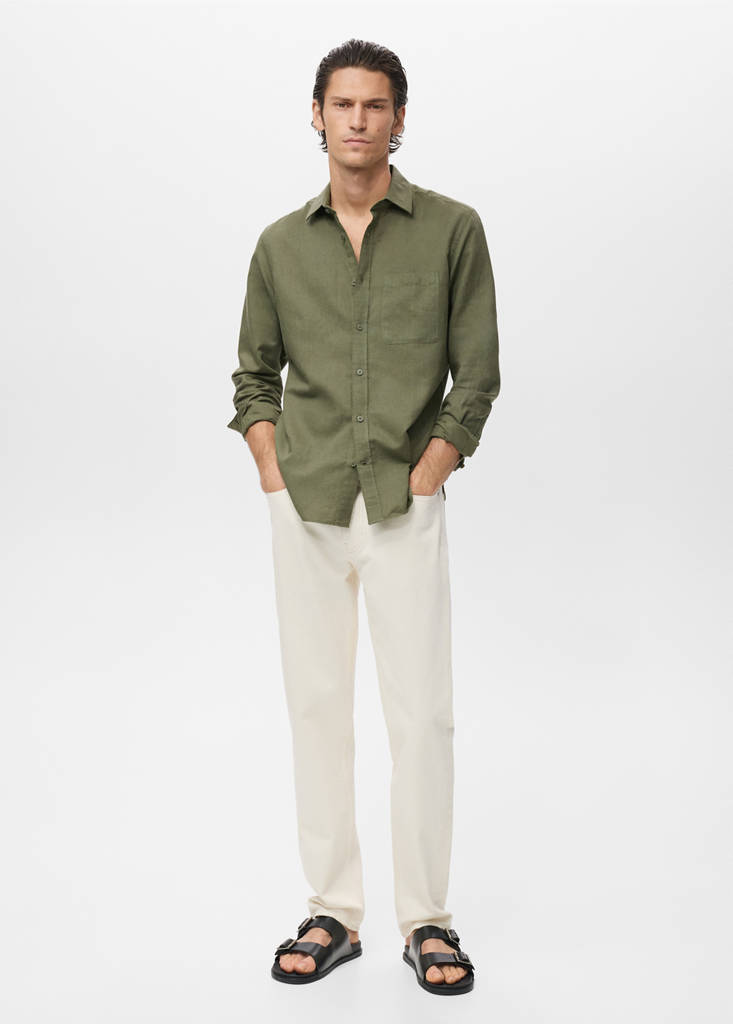 Pocket linen shirt — Dark Green