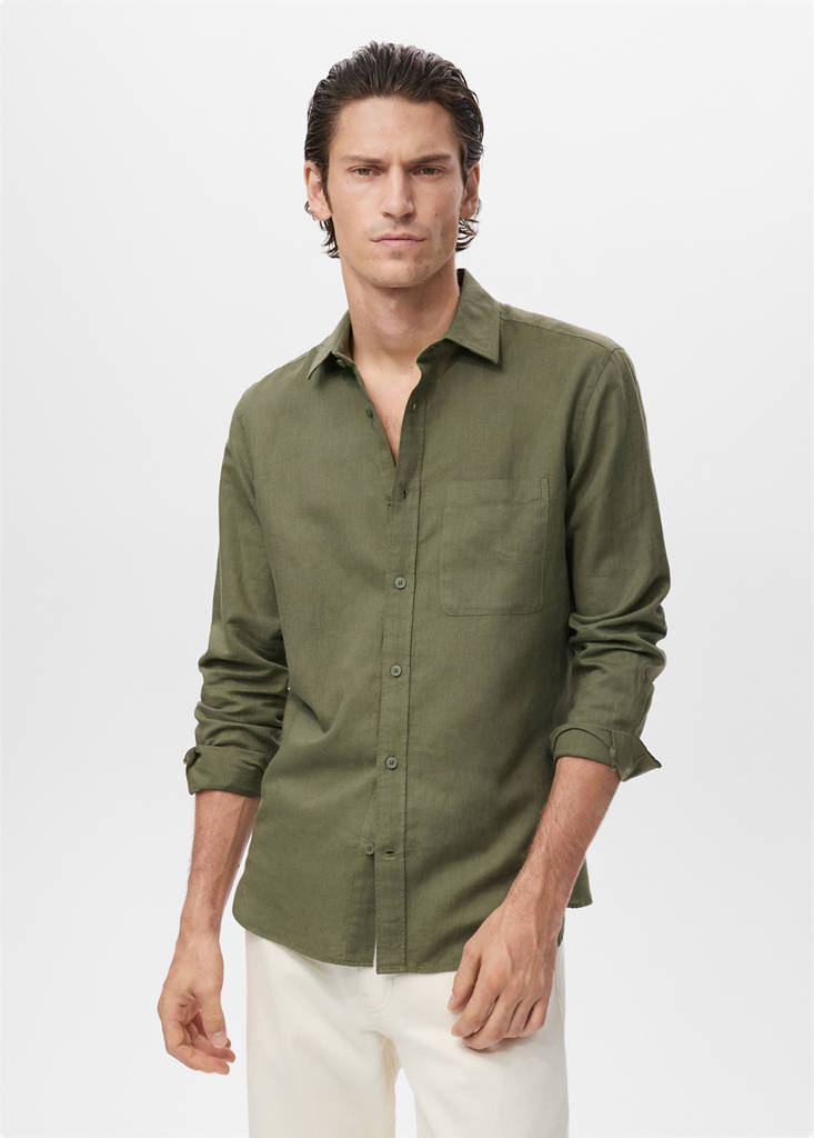 Pocket linen shirt — Dark Green