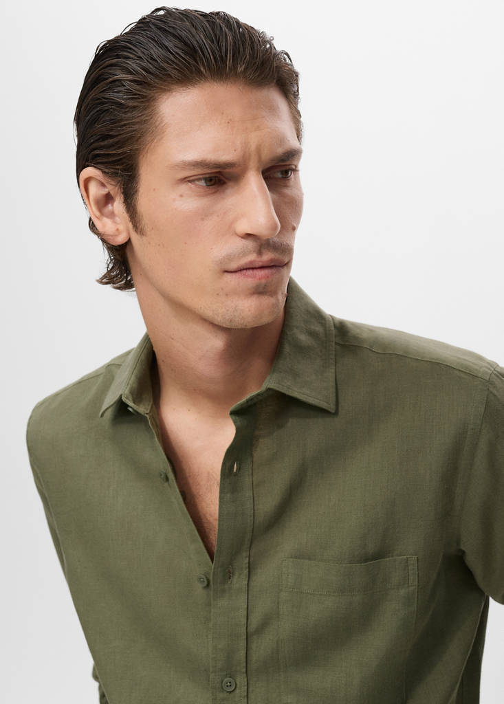 Pocket linen shirt — Dark Green