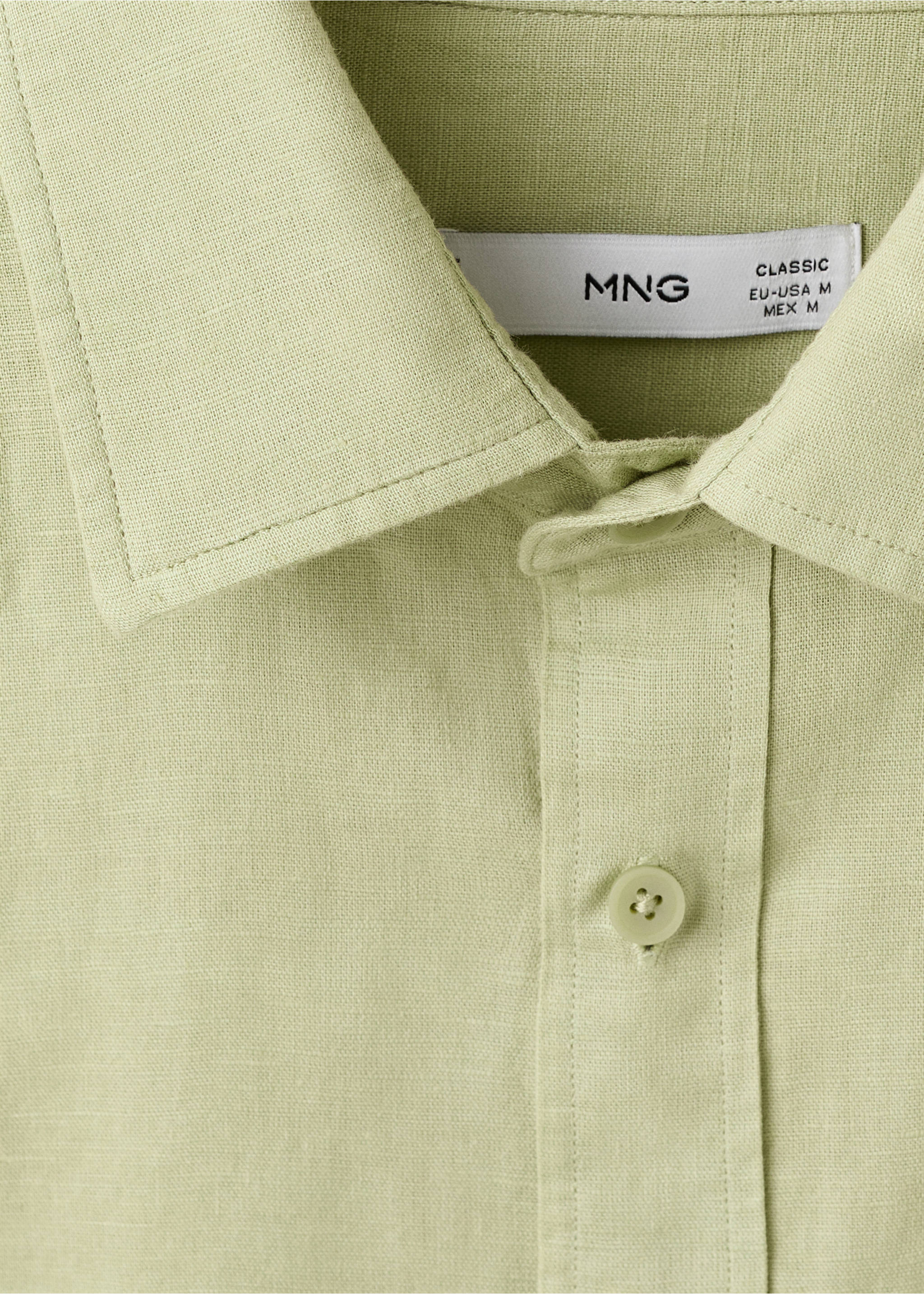 Camisa lino manga corta - Detalle del artículo 8, Verde manzana. Ref: 17016744-00.