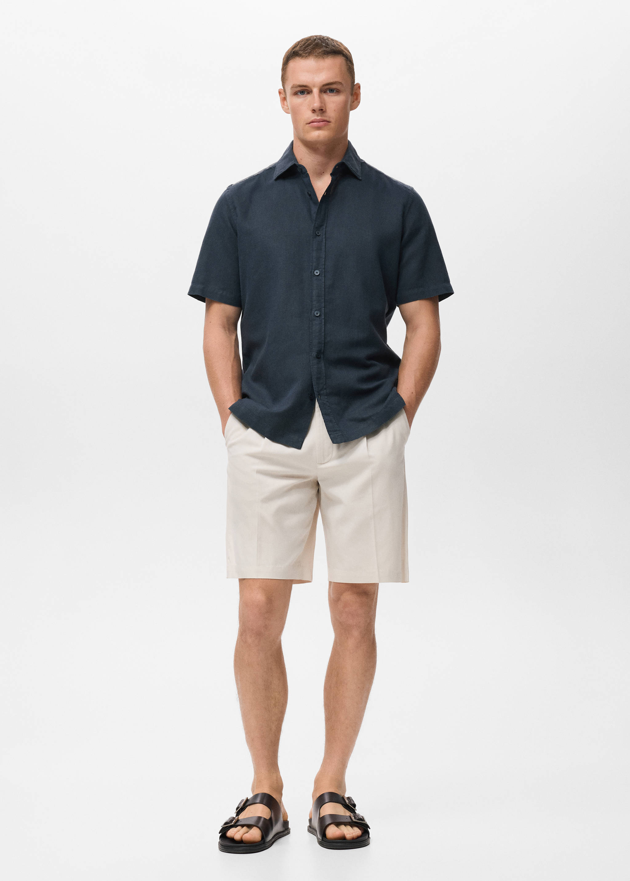 Short sleeve linen-blend shirt - General plane