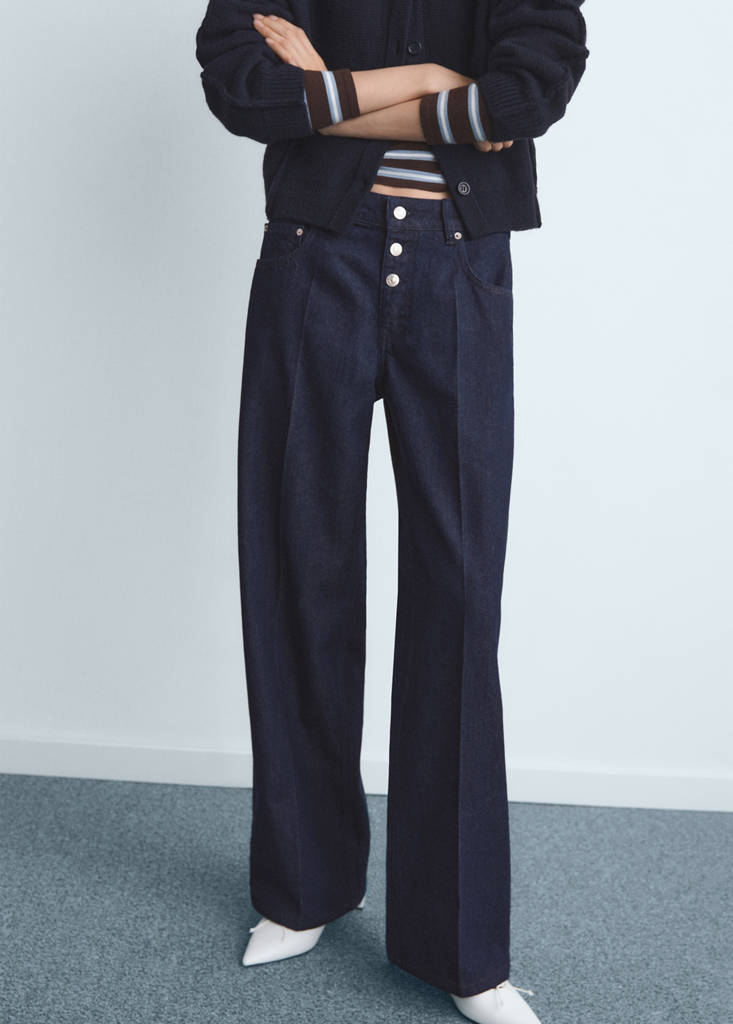 Low-rise straight-leg jeans with buttons — Open Blue