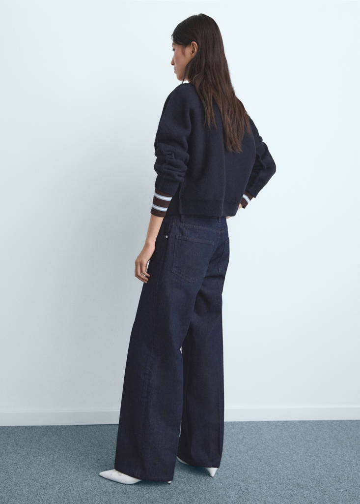 Low-rise straight-leg jeans with buttons — Open Blue