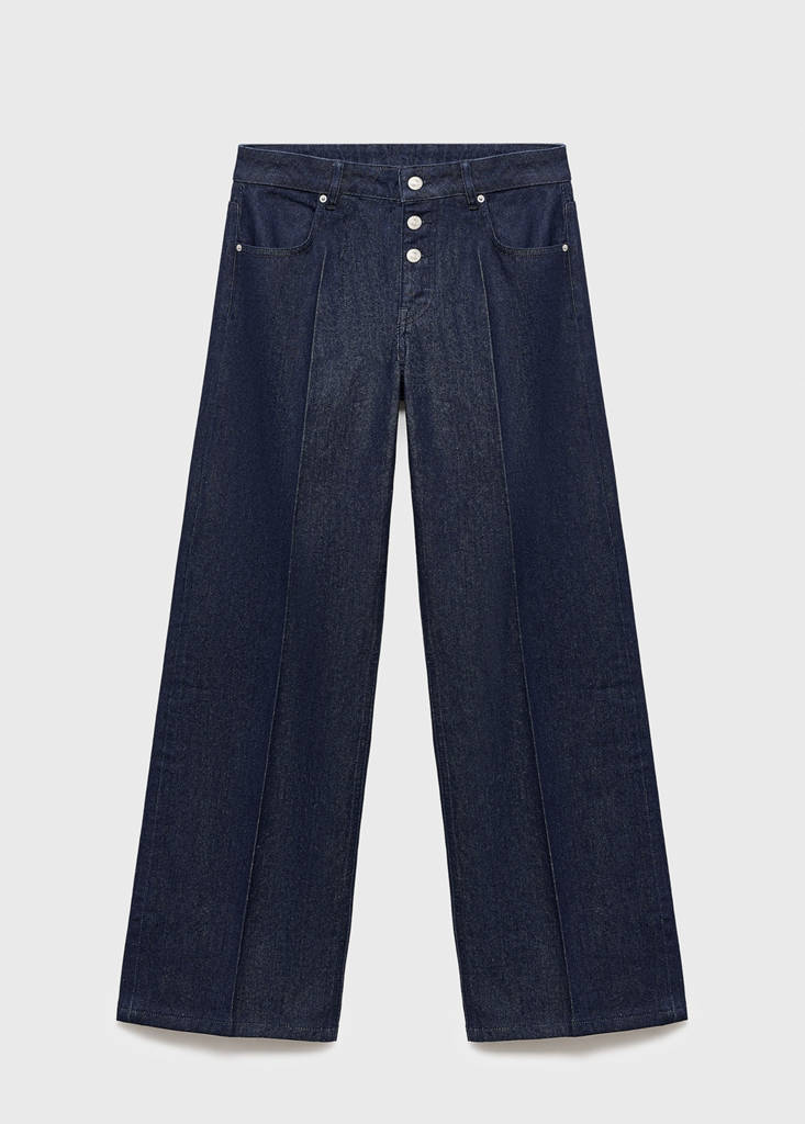Low-rise straight-leg jeans with buttons — Open Blue