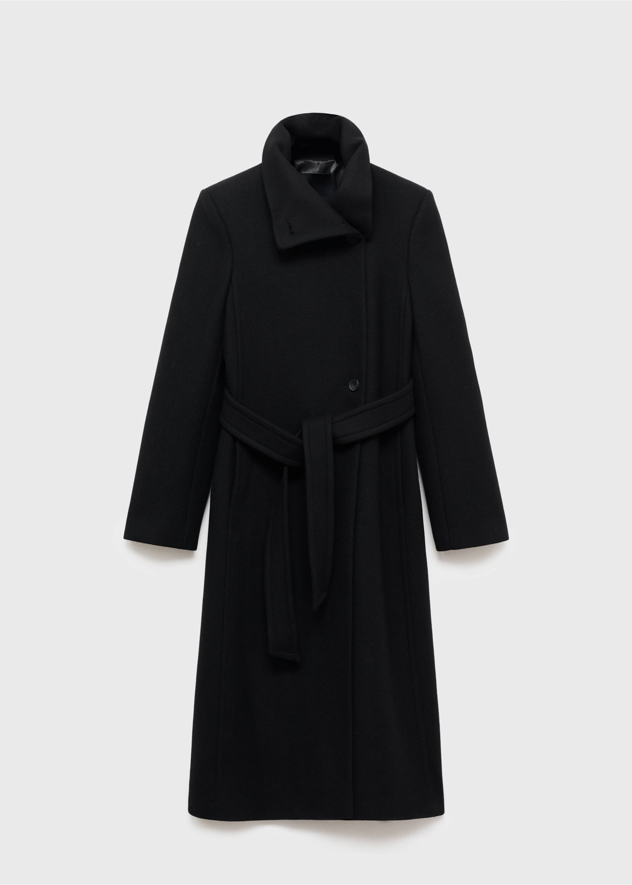 Manteau laine Manteco ceinture - Article sans modèle, Noir. Ref: 17016746-00.