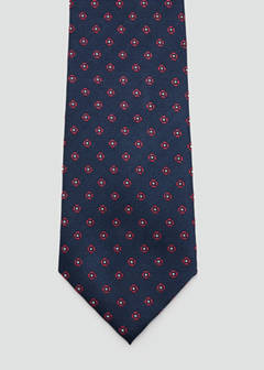 Flower patterned silk tie — Navy 3