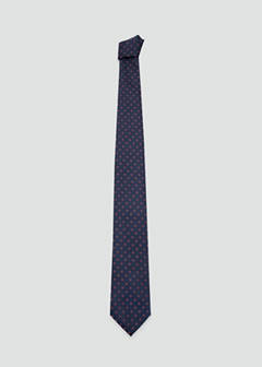 Flower patterned silk tie — Navy 1