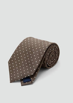 Polka-dot silk tie — Medium Brown 2