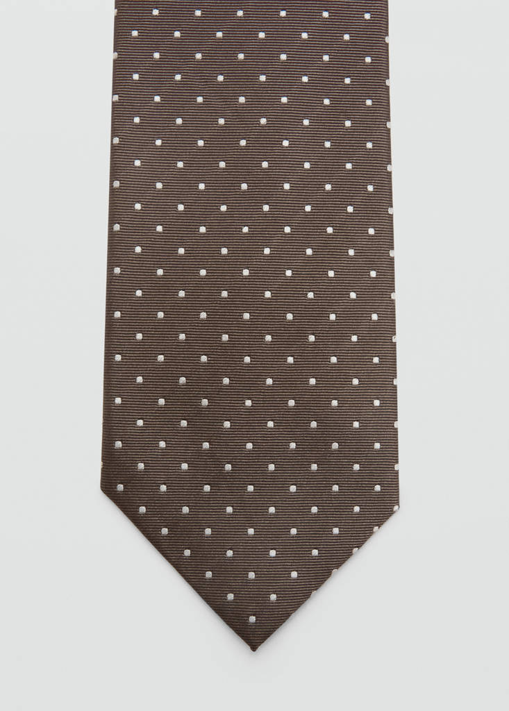 Polka-dot silk tie — Medium Brown