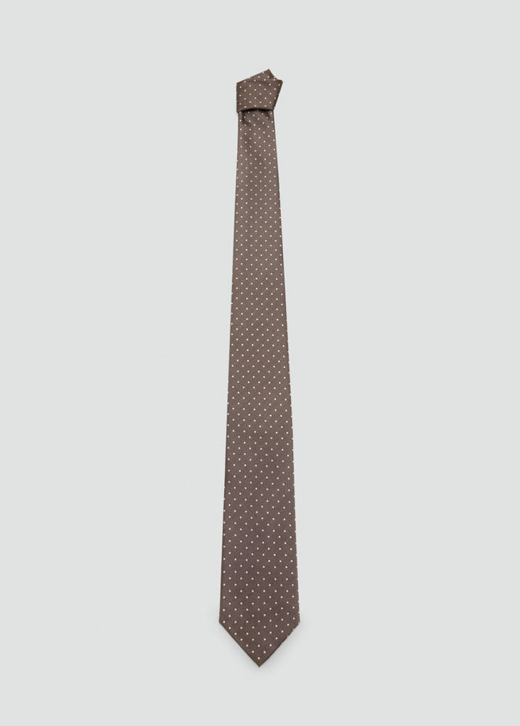 Polka-dot silk tie — Medium Brown
