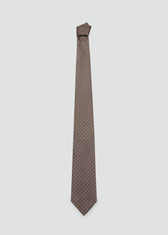 Polka-dot silk tie — Medium Brown 1