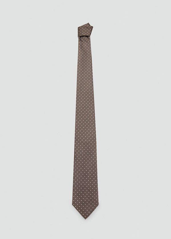 Polka-dot silk tie — Medium Brown
