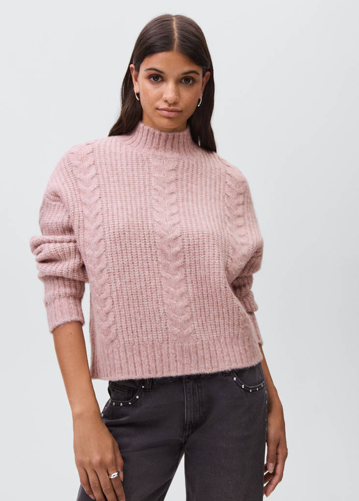 Textured knit sweater — Pale Pink