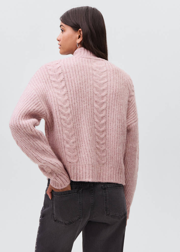 Textured knit sweater — Pale Pink