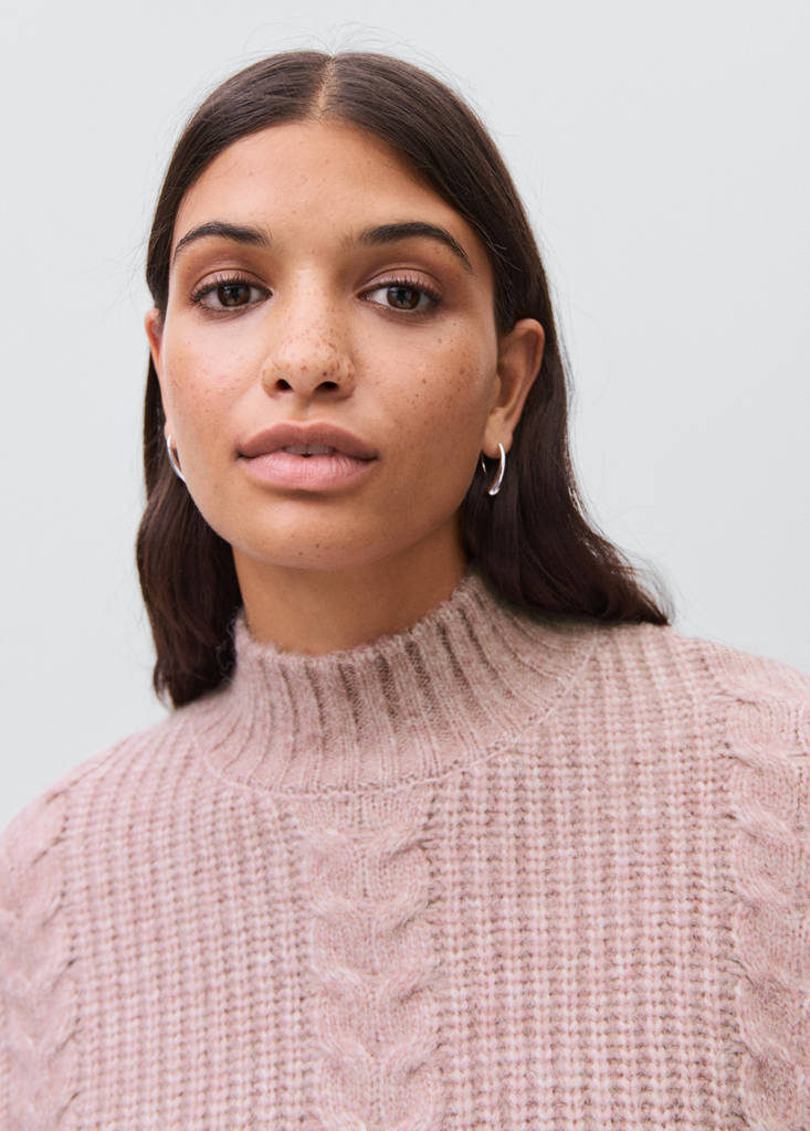 Textured knit sweater — Pale Pink