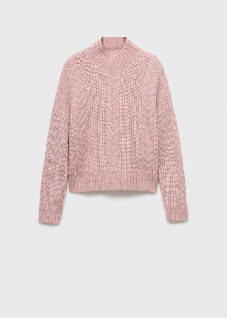 Textured knit sweater — Pale Pink