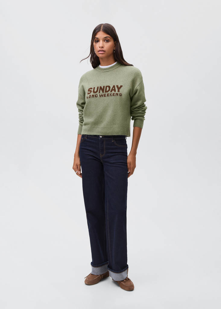 Knit embroidered sweater — Green