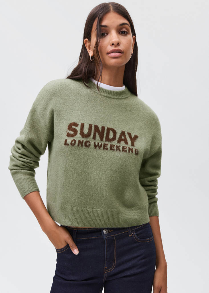 Knit embroidered sweater — Green
