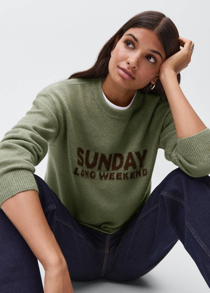 Knit embroidered sweater — Green